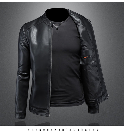Chaqueta de Cuero Motociclista Slim Fit para Otoño Invierno - Image 14