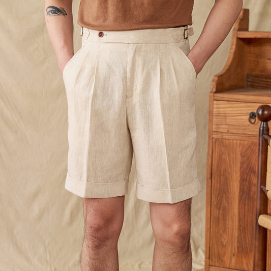 Pantalones Cortos de Lino Transpirable Estilo Italiano Ligeros y Versátiles