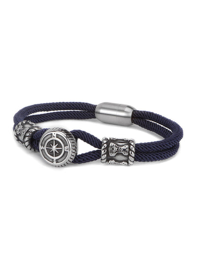 Pulsera de Acero Titanio con Cuerda Trenzada Doble y Brújula - Image 4