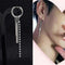 Mens Premium Personalizado Aço Inoxidável Cruz Corrente Borla Longo Brinco De Orelha Estilo 5 Retangular Um Botão De Orelha