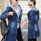 Chaqueta Denim Hoodie de Manga Larga para Mujer
