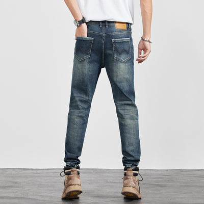 Pantalones Casuales Rectos Versátiles Amarillo Arcilla y Azul para Hombre - Image 4
