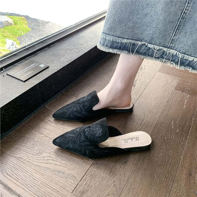 Pantuflas Bordadas Baotou Estilo Nacional para Mujer - Comodidad de Verano