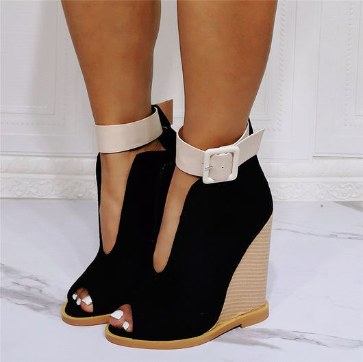 Sandalias Romanas Cuña Elegante con Tiras Ajustables