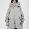 Sobretudo Trench Coat Folgado Unissex com Capuz Removível