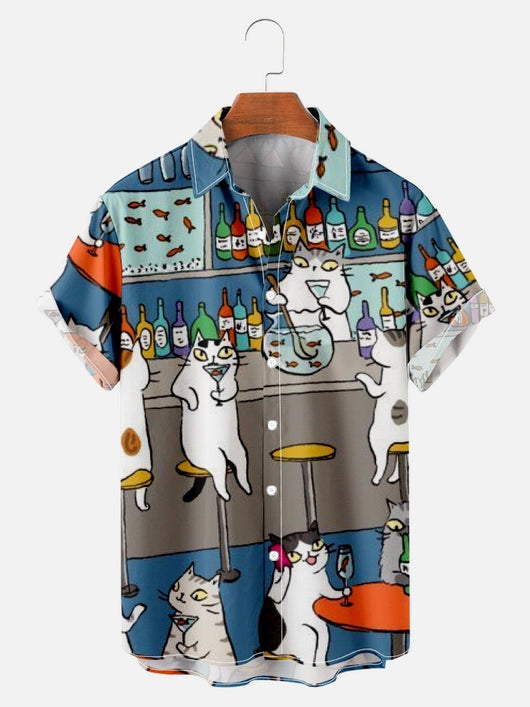Camisa Suelta Estampado Tropical para Hombre - Manga Corta Verano