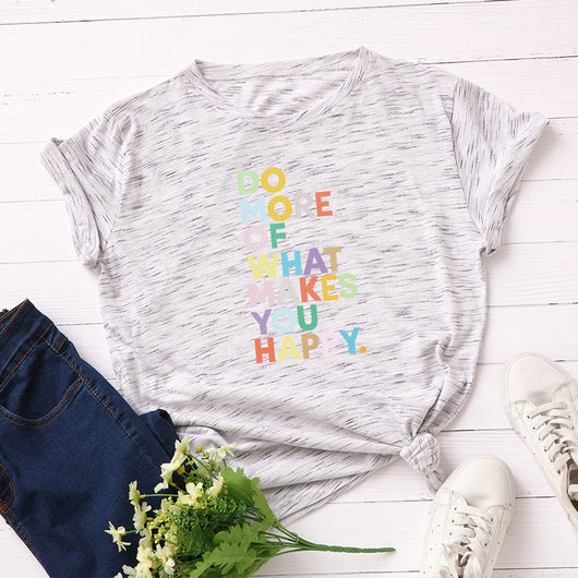 Camiseta Suelta de Cuello Redondo con Letras para Mujer - Image 19