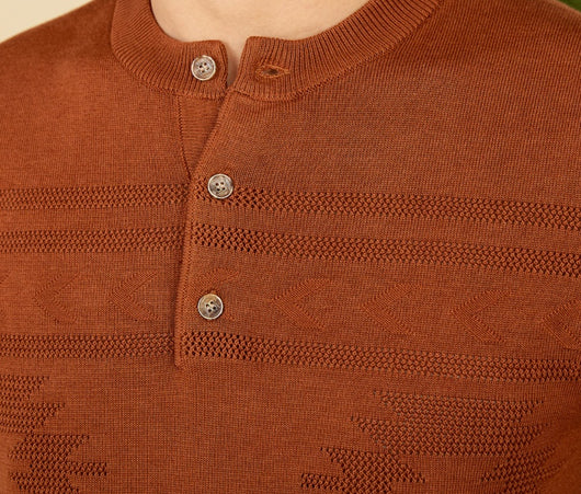 Camisa Henley Tejida Retro Americana Slim Fit Manga Corta - Image 6