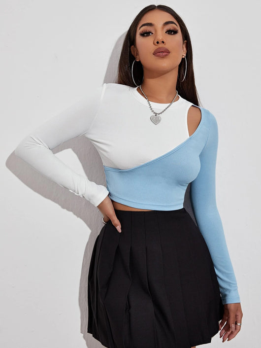 Blusa Strapless Ajustada de Manga Larga con Detalles en Contraste - Image 14