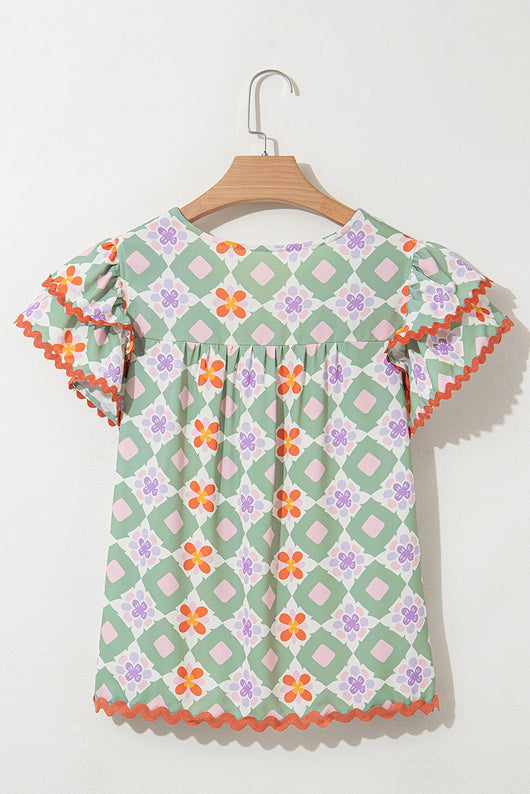 Blusa Chifón Estampado Geométrico Multicolor para Mujer - Image 8