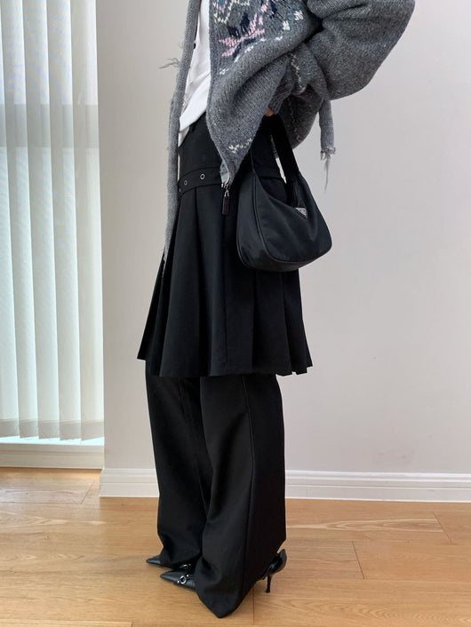Pantalón Casual Coreano Falsa Dos Piezas con Diseño de Peto - Image 30