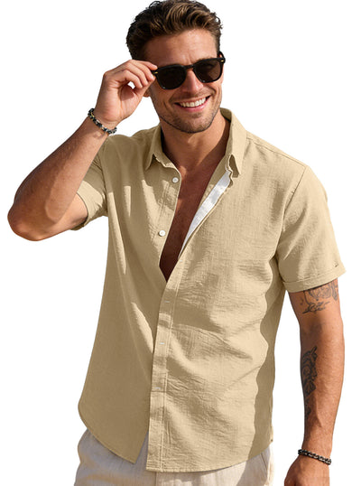 Camisa Casual de Manga Corta con Cuello Solapa - Image 25