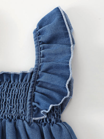 Conjunto Dos Piezas: Romper Denim con Volantes y Pañoleta - Image 6
