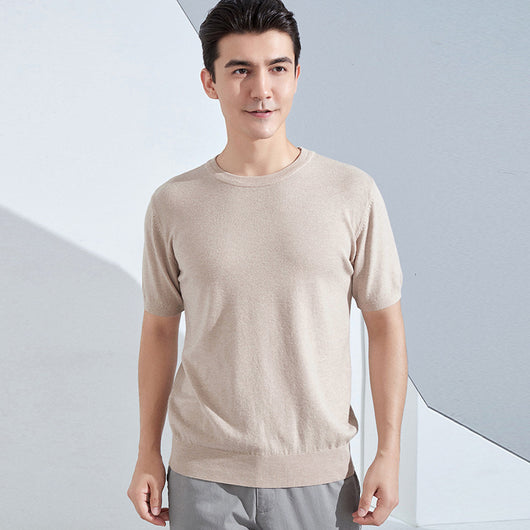 Playera Casual Holgada de Manga Corta en Algodón Liso para Hombre - Image 9