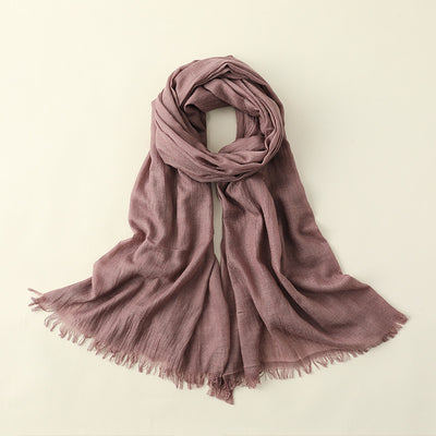 Pañuelo de Algodón y Lino Artístico de Color Sólido para Mujer - Image 7