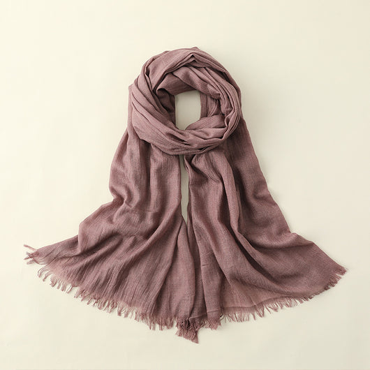 Pañuelo de Algodón y Lino Artístico de Color Sólido para Mujer - Image 7