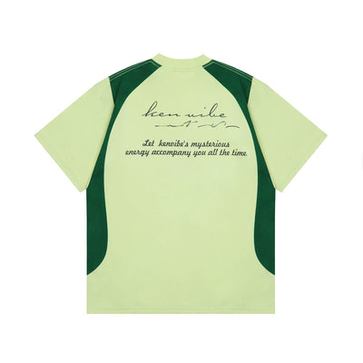 Camiseta Hombre Estampado Patchwork Alfabeto American Street Manga Corta Suelta - Image 2