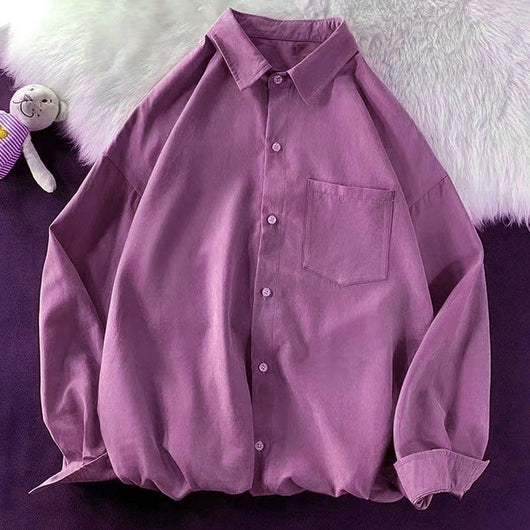 Camisa Drapeada de Manga Larga Color Sólido para Hombre - Image 13