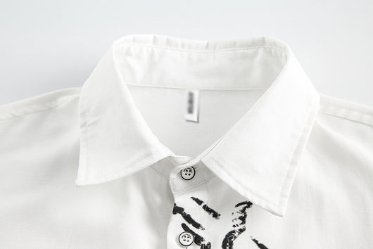 Camisa Casual Estampada en Blanco y Negro para Hombre - Image 17