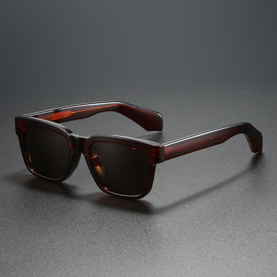 Black square-frame sunglasses with bright orange polarized lenses, designed for outdoor driving and anti-glare. - Image 8