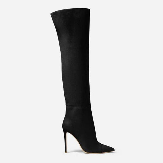Botas Stiletto Sobre la Rodilla en Gamuza Amarillo y Azul - Tallas Grandes Mujer - Image 14