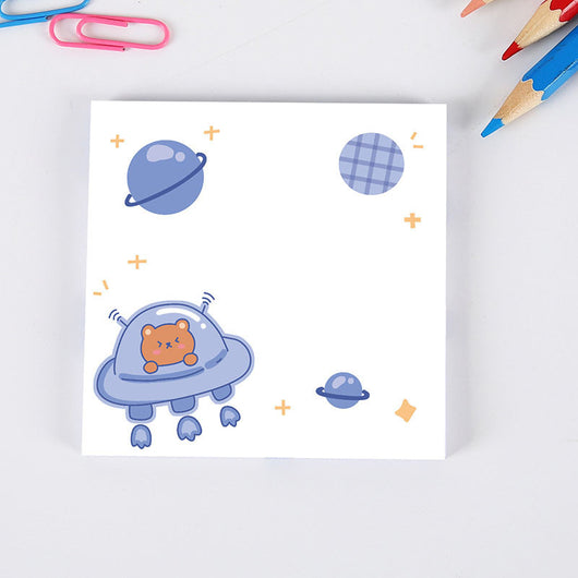 Cute square sticky notes with a brown cartoon bear, "Peace Love" text, and dotted lines on a white background. - Image 10
