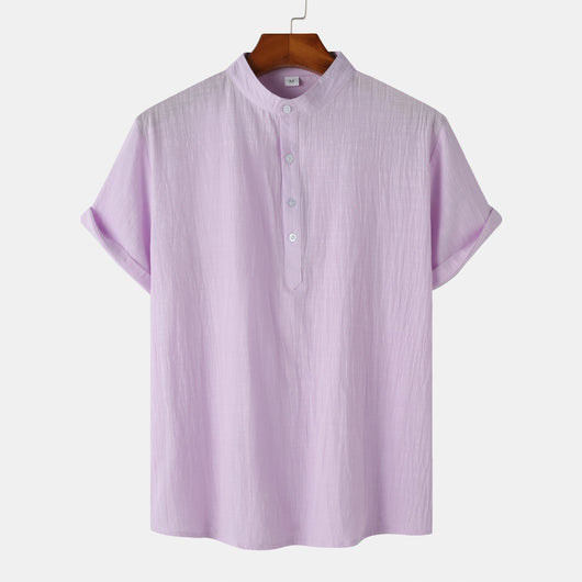 Camisa Casual de Manga Corta Básica para Hombre - Perfecta para Playa y Verano - Image 14