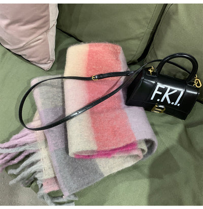 Bufanda de Cuadros Arcoíris en Faux Cashmere Cálido para Mujer - Image 14
