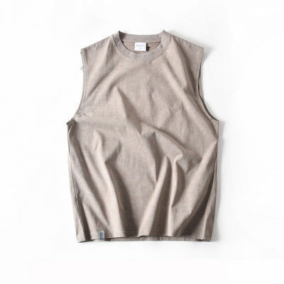 Camiseta Sin Mangas de Algodón Lavado Vintage para Hombre - Image 13