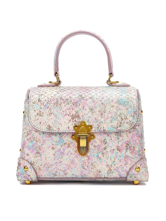 Bolso de Mano de Cuero con Patrón de Serpiente - Image 10