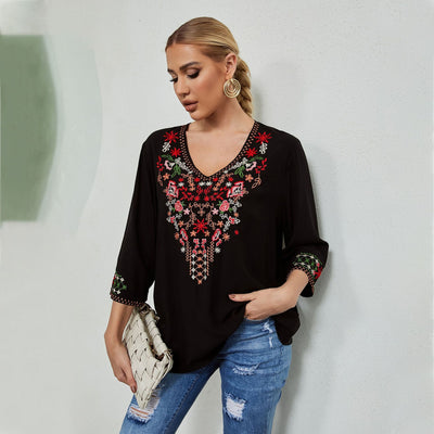 Blusa Suelta de Manga Larga con Bordado para Otoño e Invierno - Image 9