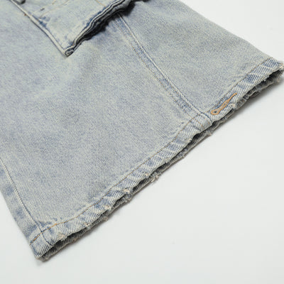 Overol Denim Claro para Hombre con Múltiples Bolsillos y Corte Recto Ancho - Image 4