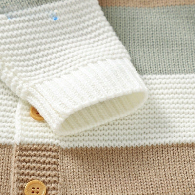 Peto Tejido a Rayas para Bebé - Enterizo Abotonado Unisex - Image 3