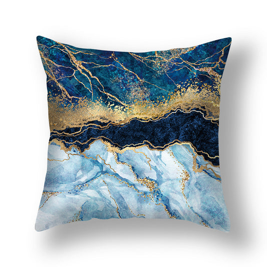 Funda de Almohada Nórdica con Dorado Geométrico - Estilo Minimalista