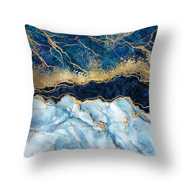 Funda de Almohada Nórdica con Dorado Geométrico - Estilo Minimalista