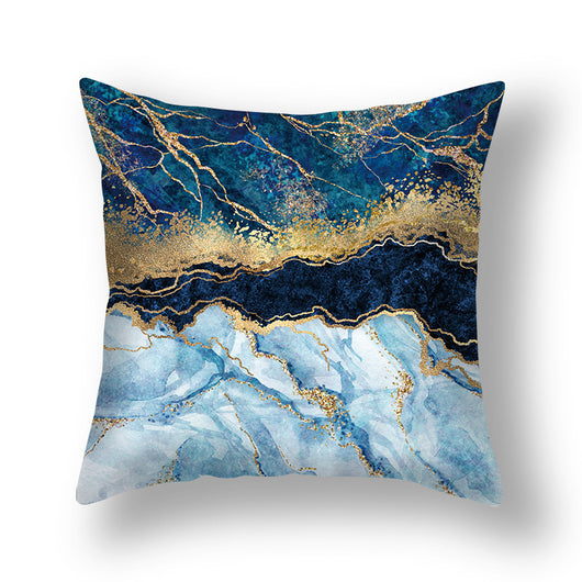 Funda de Almohada Nórdica con Dorado Geométrico - Estilo Minimalista