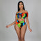 Bikini Bandeau Cintura Alta con Estampado Cruzado