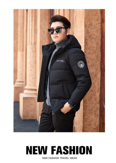 Chaqueta Acolchada con Capucha para Hombre en Plumón Blanco - Image 9