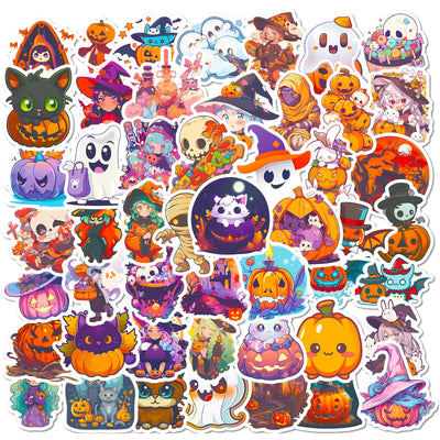 A large collection of colorful Halloween graffiti stickers featuring pumpkins, witches, ghosts, and other spooky characters. - Image 7