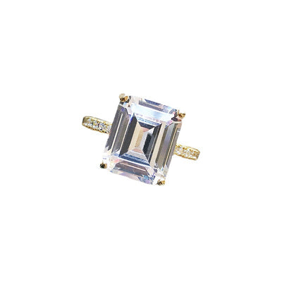 Anillo de Diamante Simulado Pagoda Rectangular Carbono Alto para Mujer - Image 3
