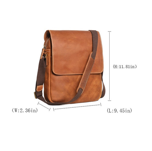 Bolso Bandolera de Cuero Genuino Hecho a Mano para Hombre - Image 7