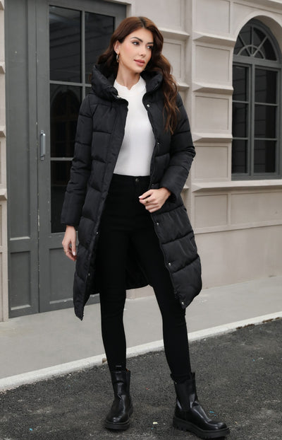 Chaqueta Larga de Algodón Grueso con Capucha - Ajuste Slim Resistente al Frío - Image 14