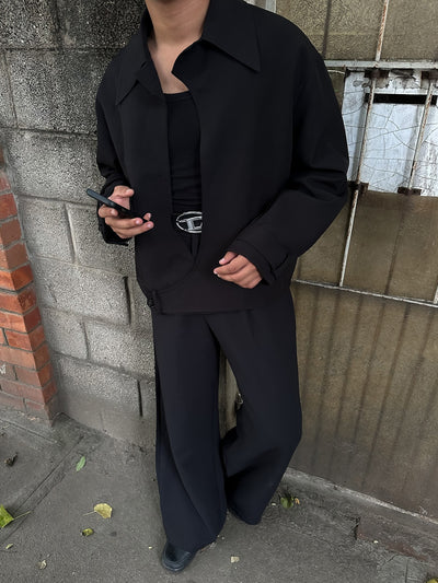 Chaqueta Negra de Botones con Cuello - Image 7