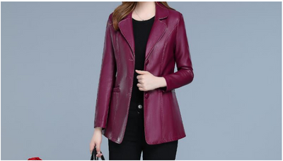 Chaqueta de Cuero Corta para Mujer con Cuello Solapa y Ajuste Slim - Image 13