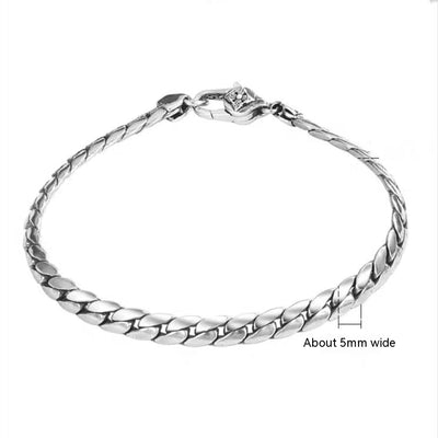 Collar y Pulsera de Plata S925 Diseño Serpiente Eslabón Plano Brillante - Image 4