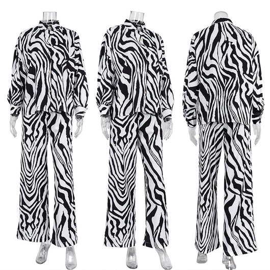 Conjunto de Blusa Rayada y Pantalón Suelto - Estilo Profesional y Cómodo - Image 7