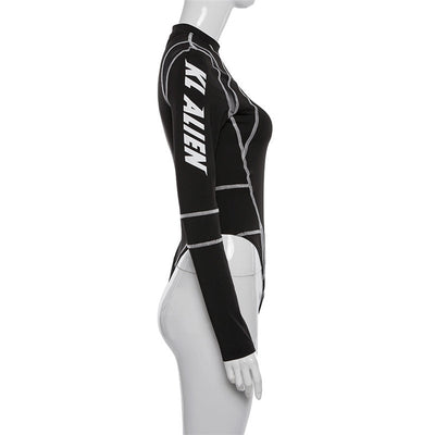 Body Manga Larga con Estampado de Malla - Image 15