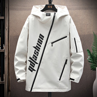 Chaqueta Minimalista Hombre con Cierre Diagonal Estampado - Image 9