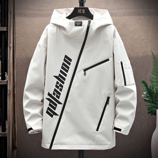 Chaqueta Minimalista Hombre con Cierre Diagonal Estampado - Image 9