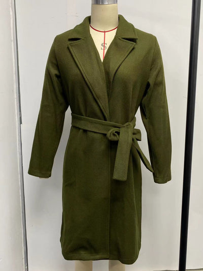 Abrigo de Lana para Mujer Cuello Polo Manga Larga Color Sólido Otoño Invierno - Image 15